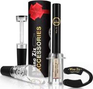 🍷 wine ziz professional wine accessories gift box: air pressure pump bottle opener, foil cutter, aerator pourer, vacuum stopper – perfect gift for wine lovers, effortlessly simple wine opener air pressure set logo