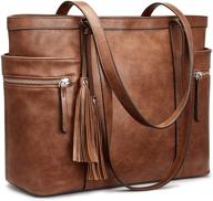 s-zone women's leather tote: stylish & spacious shoulder bag for ladies' work essentials & more logo