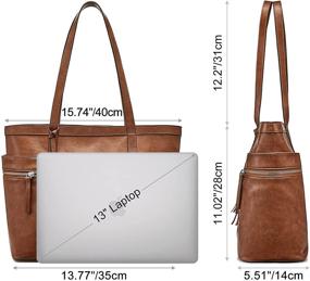 img 1 attached to S-ZONE Women's Leather Tote: Stylish & Spacious Shoulder Bag for Ladies' Work Essentials & More