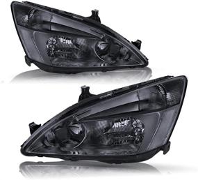 img 4 attached to Smoke Lens Headlight Assembly Set Replacement for 2003-2007 Honda Accord - Driver & Passenger Side | BRYGHT