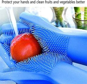 img 2 attached to 🧤 Reusable Silicone Dishwasher Gloves with Cleaning Brush, Heat Resistant Cleaning Tool Ideal for Effective Kitchen Clean