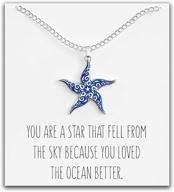 🌟 boho chic starfish necklace – tribal nautical pendant – adorable silver charm with inspirational message card logo