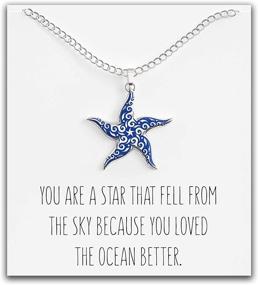 img 4 attached to 🌟 Boho Chic Starfish Necklace – Tribal Nautical Pendant – Adorable Silver Charm with Inspirational Message Card