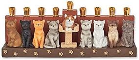 img 3 attached to 🐱 Stunning Aviv Judaica Cat Design Candle Menorah by Jessica Sporn - Celebrate with Elegance and Feline Charm