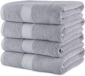 img 3 attached to 🛀 Cool Grey 100% Cotton Maura Bath Towels - Large 27"x54" with Hanging Loops | High Performance, Absorbent, Soft, Quick Dry for Everyday Use | Bathroom, Hotel, and Spa Quality Towel Set
