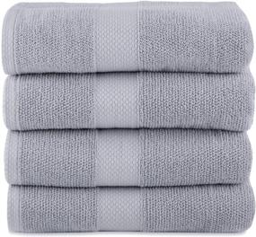img 4 attached to 🛀 Cool Grey 100% Cotton Maura Bath Towels - Large 27"x54" with Hanging Loops | High Performance, Absorbent, Soft, Quick Dry for Everyday Use | Bathroom, Hotel, and Spa Quality Towel Set