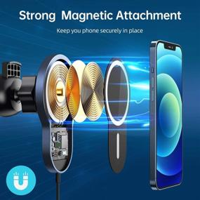 img 2 attached to 🔌 15W Fast Charging Magnetic Wireless Car Charger: Secure Air Vent Mount for iPhone 12 Series