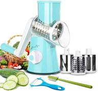 🥗 3-in-1 vegetable mandoline slicer: round veggie chopper, fruit cutter, cheese shredder - rotary drum grater with 3 stainless steel blades, julienne peeler, and cleaning brush logo