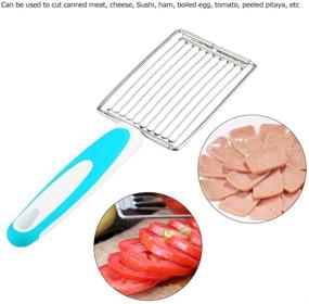 img 3 attached to 🔪 Versatile Blue Luncheon Meat Cutter & Cheese Slicer - Stainless Steel Tool for Precise, Even Slices of Egg, Ham, Fruit, Tomato, and Potato in Your Kitchen!