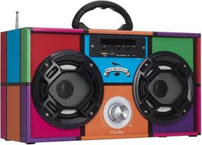 img 2 attached to 📻 Wireless Express Retro Mini Boombox with LED Speaker - Bluetooth Speaker with Enhanced FM Radio - Ideal for Home and Outdoor (Retro Multi)
