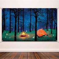 blulu forest camping backdrop - supplies for camping theme party, photography background, and party decoration for birthday party, baby shower логотип