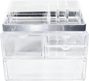 img 2 attached to 💄 Sorbus Acrylic Cosmetic Makeup and Jewelry Storage Case Display - Spacious Design with Silver Trim - Ideal for Bathroom, Dresser, Vanity, and Countertop (Silver Set 1)