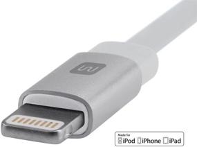 img 2 attached to Monoprice Apple MFi сертифицированный плоский кабель Lightning-USB - 0,5 футов (6 дюймов) белый для iPhone X, 8, 8 Plus, 7, 7 Plus, 6, 6 Plus, 5S, iPad Pro - серия Каберне: эффективное зарядное и синхронизационное устройство