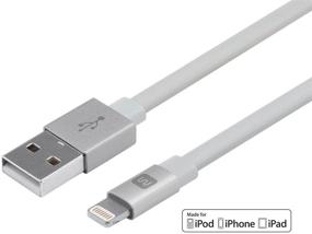 img 3 attached to Monoprice Apple MFi сертифицированный плоский кабель Lightning-USB - 0,5 футов (6 дюймов) белый для iPhone X, 8, 8 Plus, 7, 7 Plus, 6, 6 Plus, 5S, iPad Pro - серия Каберне: эффективное зарядное и синхронизационное устройство