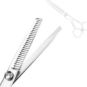 img 2 attached to 🔪 Professional Home Haircutting Barber/Salon Thinning Shears Kit for Men/Women - Hair Cutting Scissors with Comb and Case (Silver)