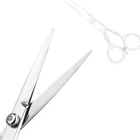 img 1 attached to 🔪 Professional Home Haircutting Barber/Salon Thinning Shears Kit for Men/Women - Hair Cutting Scissors with Comb and Case (Silver)