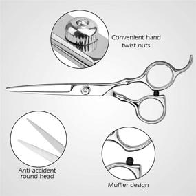 img 3 attached to 🔪 Professional Home Haircutting Barber/Salon Thinning Shears Kit for Men/Women - Hair Cutting Scissors with Comb and Case (Silver)