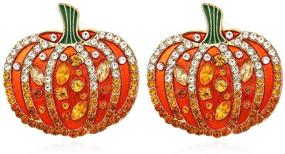 img 3 attached to 🎃 Festive Rhinestone Pumpkin Stud Earrings: Enamel Skeleton Crystal Design for a Fun-filled Halloween and Thanksgiving