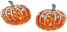 img 1 attached to 🎃 Festive Rhinestone Pumpkin Stud Earrings: Enamel Skeleton Crystal Design for a Fun-filled Halloween and Thanksgiving