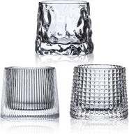 🥃 premium crystal whiskey glasses set of 3 - 5oz old fashioned rocks glasses with weighted bottom for bourbon, scotch, cocktails, cognac, rum logo