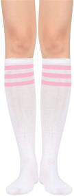 img 2 attached to 🧦 Womens Performance Sport Socks - Outdoor Athletic Thigh High Socks with Casual Stripes - Tube Stockings for Active Wear