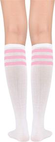 img 1 attached to 🧦 Womens Performance Sport Socks - Outdoor Athletic Thigh High Socks with Casual Stripes - Tube Stockings for Active Wear