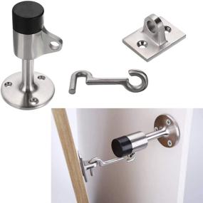 img 3 attached to 🚪 Sumnacon Contemporary Stainless Steel Door Stopper with Hook - Wall Mounted Safety Doorstop with Rubber Bumper and Brushed Finish