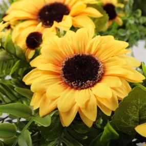 img 1 attached to 🌻 Cekene 17" Artificial Sunflower Wreath for Front Door - Faux Floral Round Spring Summer Decor with Green Leaves - Home Party, Window, Wall Décor, Wedding Decoration