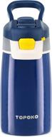 🥤 12 ounce stainless steel kids water bottle for girls - auto flip design, double wall insulation, leak proof thermos, handle & spout, bpa-free sports bottle for boys - vacuum insulated (blue) логотип