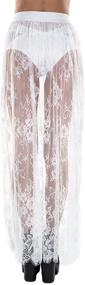 img 2 attached to 👗 iHeartRaves Sheer Mesh Lace Maxi Skirts with High Waist and Side Slits for Women