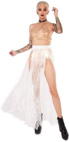 img 1 attached to 👗 iHeartRaves Sheer Mesh Lace Maxi Skirts with High Waist and Side Slits for Women