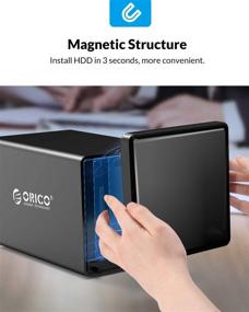 img 3 attached to ORICO 4 Bay HDD RAID Enclosure USB External Hard Drive Enclosure Aluminum Magnetic SATA III Disk Storage Case Tool-Free for 2.5/3.5 SSD HDD, 64TB (4x16TB) Support, Ideal for Data Backup, NAS Expansion - NS400RU3