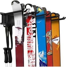 img 4 attached to WALMANN Garage Ski Wall Rack Organization System - Storage Hanger for 10 Pairs of Skis - Ideal for Home Shed and Garage - Heavy-Duty Wall Mount Snowboard Rack - Supports Up to 300lbs