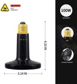 img 3 attached to 🔥 Ceramic Heat Emitter 100 Watt - No Light Emission - 2 Pack: Ideal Reptile Heat Lamp for Pet Coops, Terrariums, Brooders, and Aquariums