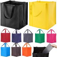 🛍️ 10 pack reusable reinforced handle grocery bags - heavy duty large shopping totes - hold 40 lbs with thick plastic bottom логотип