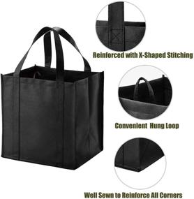 img 2 attached to 🛍️ 10 Pack Reusable Reinforced Handle Grocery Bags - Heavy Duty Large Shopping Totes - Hold 40 lbs with Thick Plastic Bottom