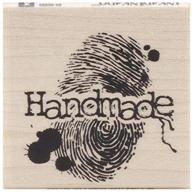 🖐️ inkadinkado handmade fingerprint wood stamp, 1.75x1.75 inches logo