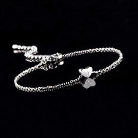 img 3 attached to 🦶 VU100 Delicate Heart Initial Anklet Bracelet - Stainless Steel Alphabet Charm for Women Girls Foot Ankle Jewelry Gift in Silver/Gold/Rose Gold