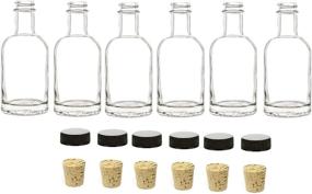 img 3 attached to 🍾 Nakpunar Set of 6 Glass Nordic Bottles with Cork and Black Plastic Lids - Heavy Base, 6.75 oz Capacity - Made in Italy
