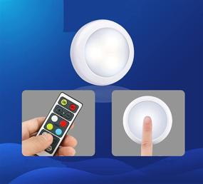 img 3 attached to Wireless LED Puck Light with Remote Control - Rechargeable NiMH Battery Powered 🔦 Lights for Under Cabinet, Closet, Display Case, Staircase Spot Light, Baby Crib, and Party