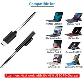 img 3 attached to 🔌 Sisyphy 6ft Nylon Braided USB-C Charging Cable - Compatible with Microsoft Surface Pro7, Go2, Pro6, 5/4/3, Laptop1/2/3 & Surface Book - Requires 45W 15V3A USBC Charger PD Power Supply