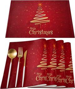 img 4 attached to HELLOWINK Christmas Placemats Heat Resistant Decoration