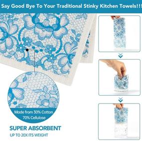 img 1 attached to 🧽 6-Pack Swedish Dishcloths: Quick-Drying Odorless Cellulose Kitchen Dish Cloths, Reusable Sponge Cloths, Absorbent Washable Cleaning Wipes (Lace Flower)