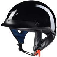 🏍️ high gloss black ahr run-c motorcycle half face helmet, dot approved for cruiser chopper bikes, l size logo