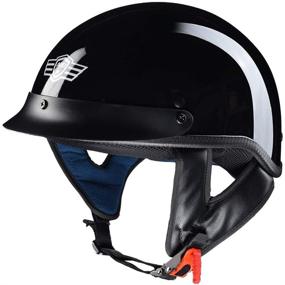 img 4 attached to 🏍️ High Gloss Black AHR RUN-C Motorcycle Half Face Helmet, DOT Approved for Cruiser Chopper Bikes, L Size