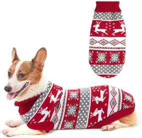 img 4 attached to Festive Reindeer Snowflake Dog Sweater: Soft & Warm Holiday Knitwear for Medium Dogs by ZIFEIPET