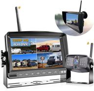 📷 1080p wireless backup camera with 7'' dvr 4 split screen monitor - rear observation system for rv, trailer, 5th wheels, truck - ip69 waterproof, night vision, stable signal (douxury) logo