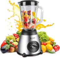 🍹 high-speed countertop smoothies blender: 1000w professional kitchen blender for frozen drinks - 48oz glass jar (black) логотип