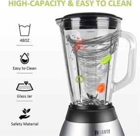 img 1 attached to 🍹 High-Speed Countertop Smoothies Blender: 1000W Professional Kitchen Blender for Frozen Drinks - 48oz Glass Jar (Black)