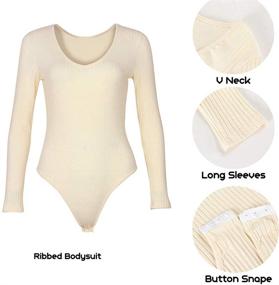 img 2 attached to 👗 GEMBERA Women's Bodycon Bodysuit - Stylish Women's Clothing for Bodysuits